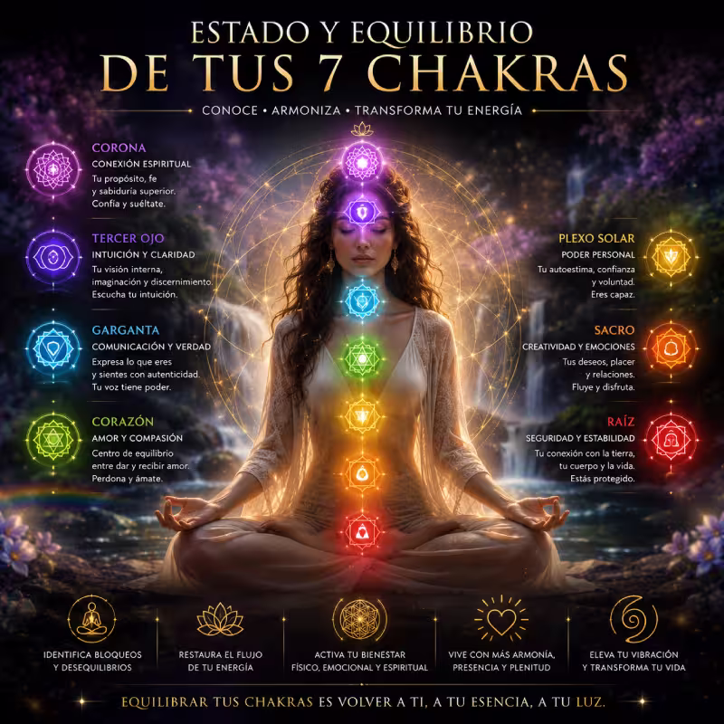 Estado y equilibrio de tus 7 chakras